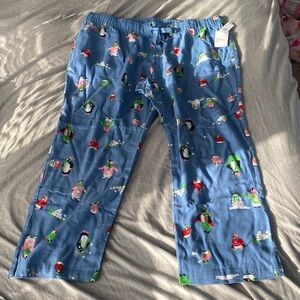 Unisex Old Navy Blue Penguin & Holiday Character Pajama Bottoms